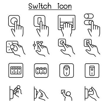 Switch Icon Set In Thin Line Style