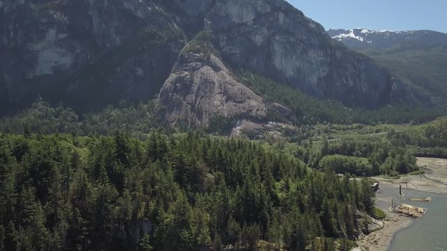 Aerial 4k footage of beautiful Canadian Landscape during a bright and vibrant sunny summer day. Taken in Squamish, North of Vancouver, British Columbia, Canada.
