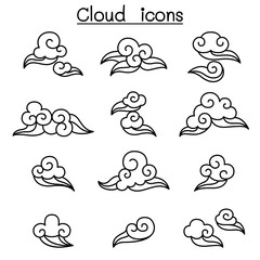 Abstract Cloud , Chinese Cloud , Curl cloud ,Decoration cloud, cloud icon set