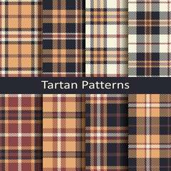 set of eight seamless vector tartan geometric square patterns. design for textile, covers, packaging, christmas