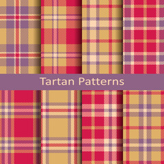 set of eight seamless vector tartan geometric square patterns. design for textile, covers, packaging, christmas