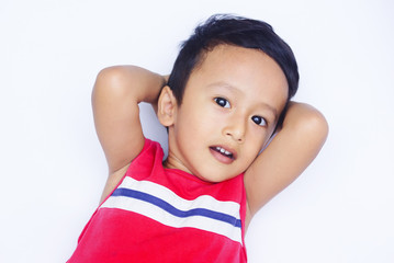 Portrait of asian kids over white background