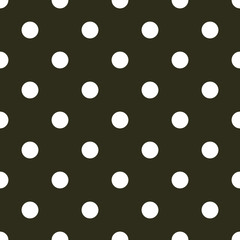 Polka dot background. Circle seamless pattern. Classic style in white and black colors.