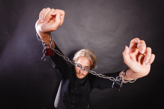 Furious Man With Chained Hands, No Freedom