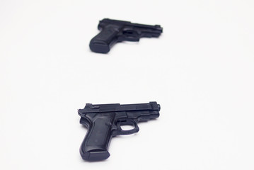 Two Handgun Over White Background