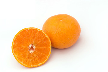 Orange isolated on white background, Orange fruit slice isolated, Orange cut half on background, Beautiful orange on white background