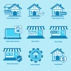 real estate icons set