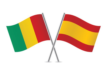 Guinea and Spain flags.Vector illustration.