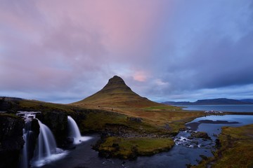 Kirkjufell Mountain and Kirkjufellsfoss waterfalls