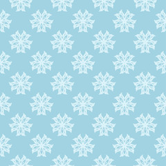 White floral seamless pattern on blue background