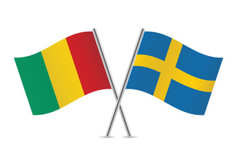 Guinea and Sweden flags.Vector illustration.