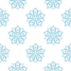 Blue floral seamless pattern on white background