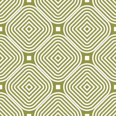 Olive green and white geometric ornament. Seamless pattern