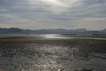Galician beach during the low tide. Photo taken in the Vigo estuary, Galicia, Spain.