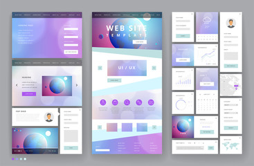 Website template design with interface elements