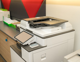 Photocopier with access control for scanning key card  in office