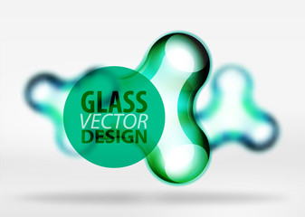 Vector digital 3d space bubble, glass and metallic effects