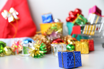 Fototapeta na wymiar Gift boxes New year accessories.Christmas concept