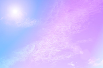 Blue sky with white clouds. rain clouds and sunshine on sunny summer or spring day. Color effect picture.