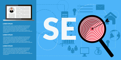 Illustration web analytics design, Seo optimization. On blue background eps 10