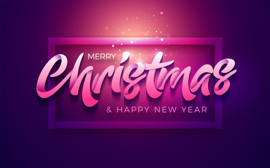 Merry Christmas and Happy New Year typography