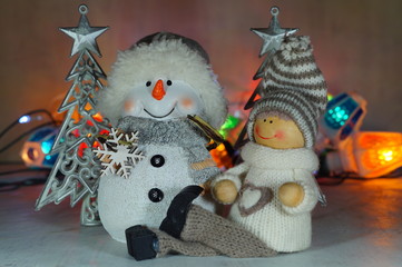  Boy  and snowman - christmas decoration - The magic of Christmas 
