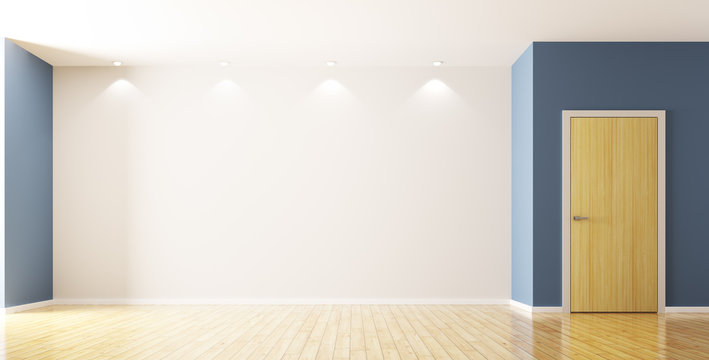 Empty interior of room with door 3d rendering