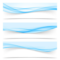Blue light futuristic smooth mild swoosh line header footer collection