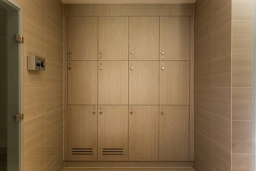 wooden locker room in the modern building