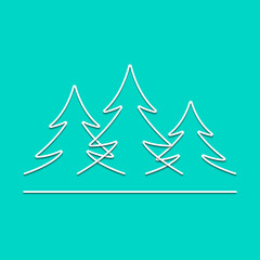 Fir forest drawing by simple line. Firtrees as merry christmas tree pattern. Vector illustration EPS10