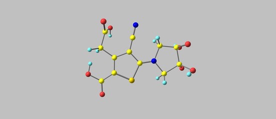 Ranelic acid molecular structure isolated on grey