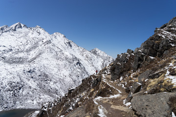 Snow mountains peak in Nepal Himalaya