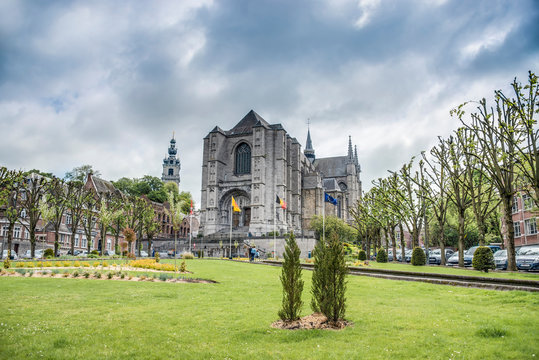 Saint Waltrude Church In Mons, Belgium.