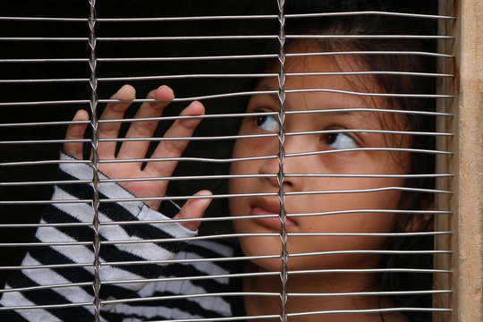 Human Trafficking, Asian Girl Children In The Cage