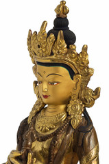 Closeup of Vajrasattva statuette (bust) isolated
