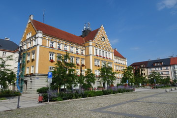 Fototapeta na wymiar Cesky Tesin - city Hall and Main Square - Czech Republic