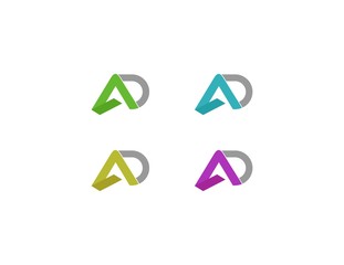 Letter AD Set Colorful Creative Business Logo