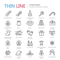 Collection of christmas thin line icons