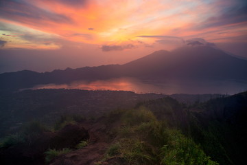 Sunrise on Batur volcano, Bali, Indonesia