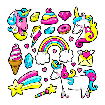 unicorn stickers set
