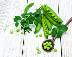 green peas on a table