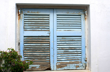 Old blue shutters