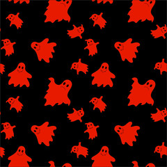 Halloween seamless pattern with ghost.Black background