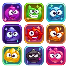 Fotobehang Colorful app icons with funny jelly characters. © lilu330