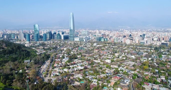 Santiago Chile Aerial Panorama From San Cristobal Hill