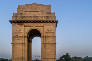 Fototapeta na wymiar The moon at the India Gate, New Delhi, India