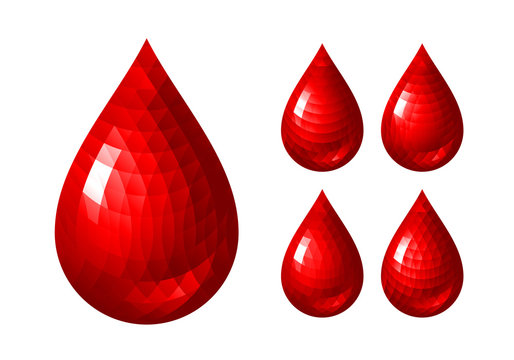 Set Of Red Blood Drop Icons