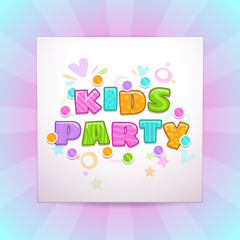 Kids party vector square banner.
