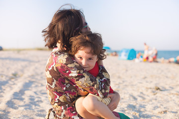 Mom with baby playing