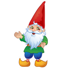 Cute Cartoon Garden Gnome. Isolated on a white background . Vector Illustration.
